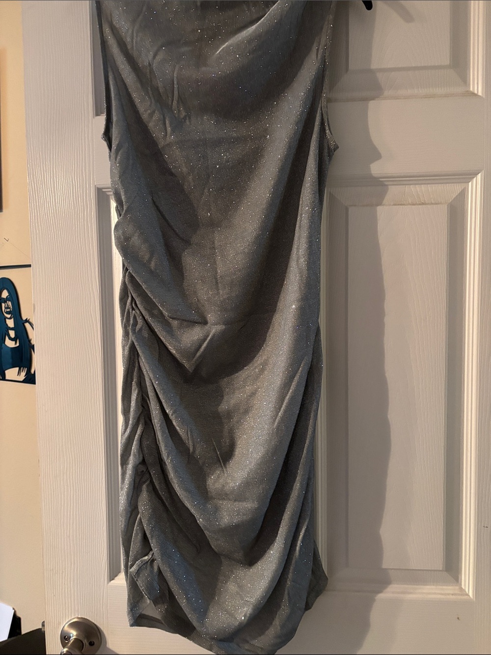 Cider Silver Glitter Draped Mini Dress